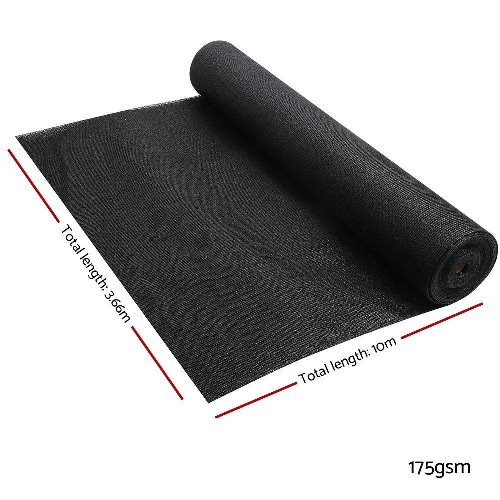 Instahut 70% UV Sun Shade Cloth Shadecloth Sail Roll Mesh Garden Outdoor 3.66x10m Black