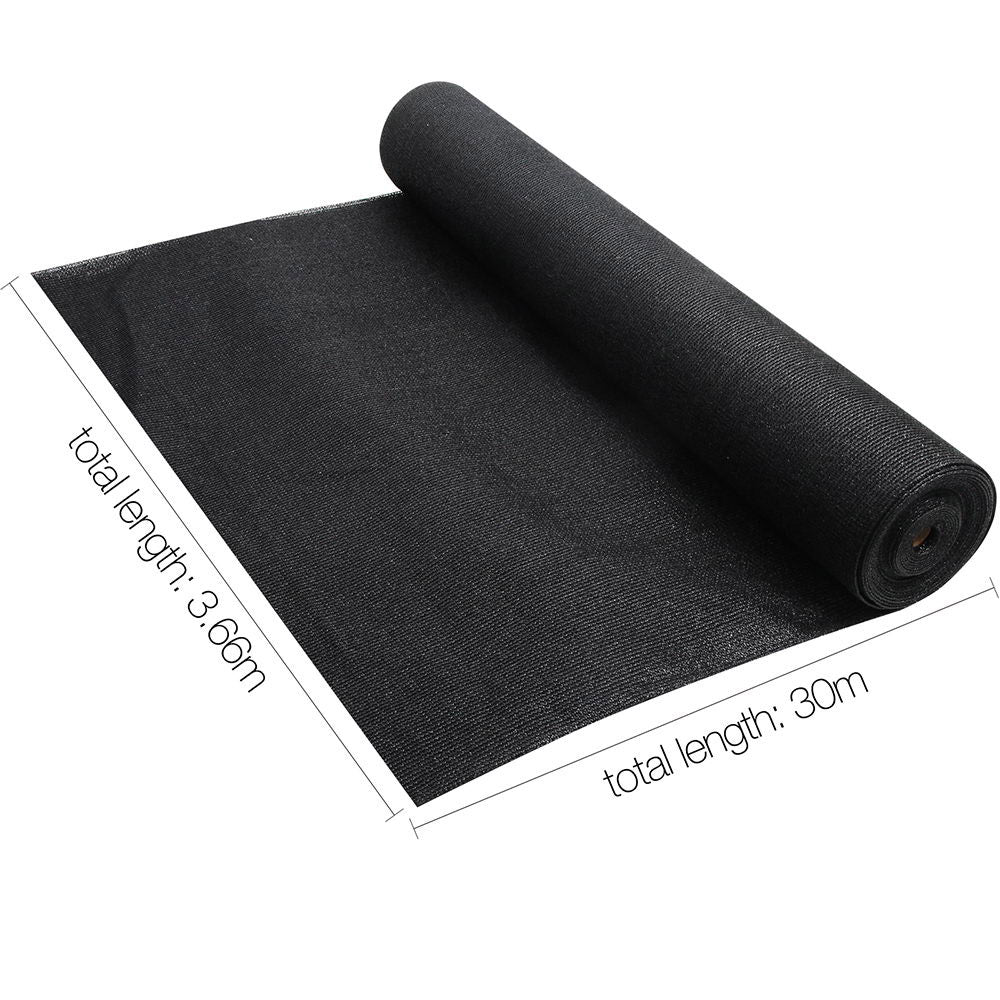 Instahut 50% UV Sun Shade Cloth Shadecloth Sail Roll Mesh Garden Outdoor 3.66x30m Black