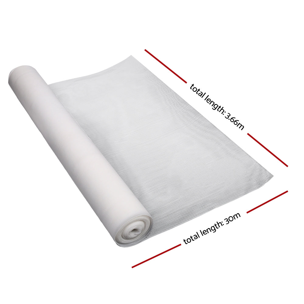 Instahut 3.66x30m 30% UV Shade Cloth Shadecloth Sail Garden Mesh Roll Outdoor White
