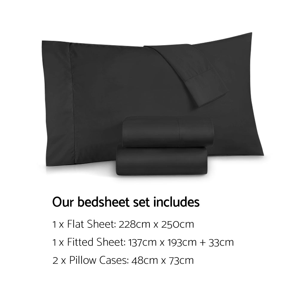 Giselle Bedding Double Size 1000TC Bedsheet Set - Black