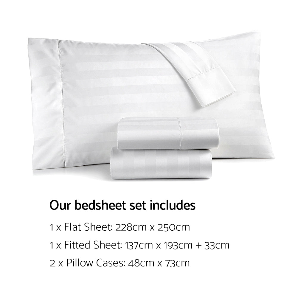 Giselle Bedding Double Size 4 Piece Bedsheet Set - White