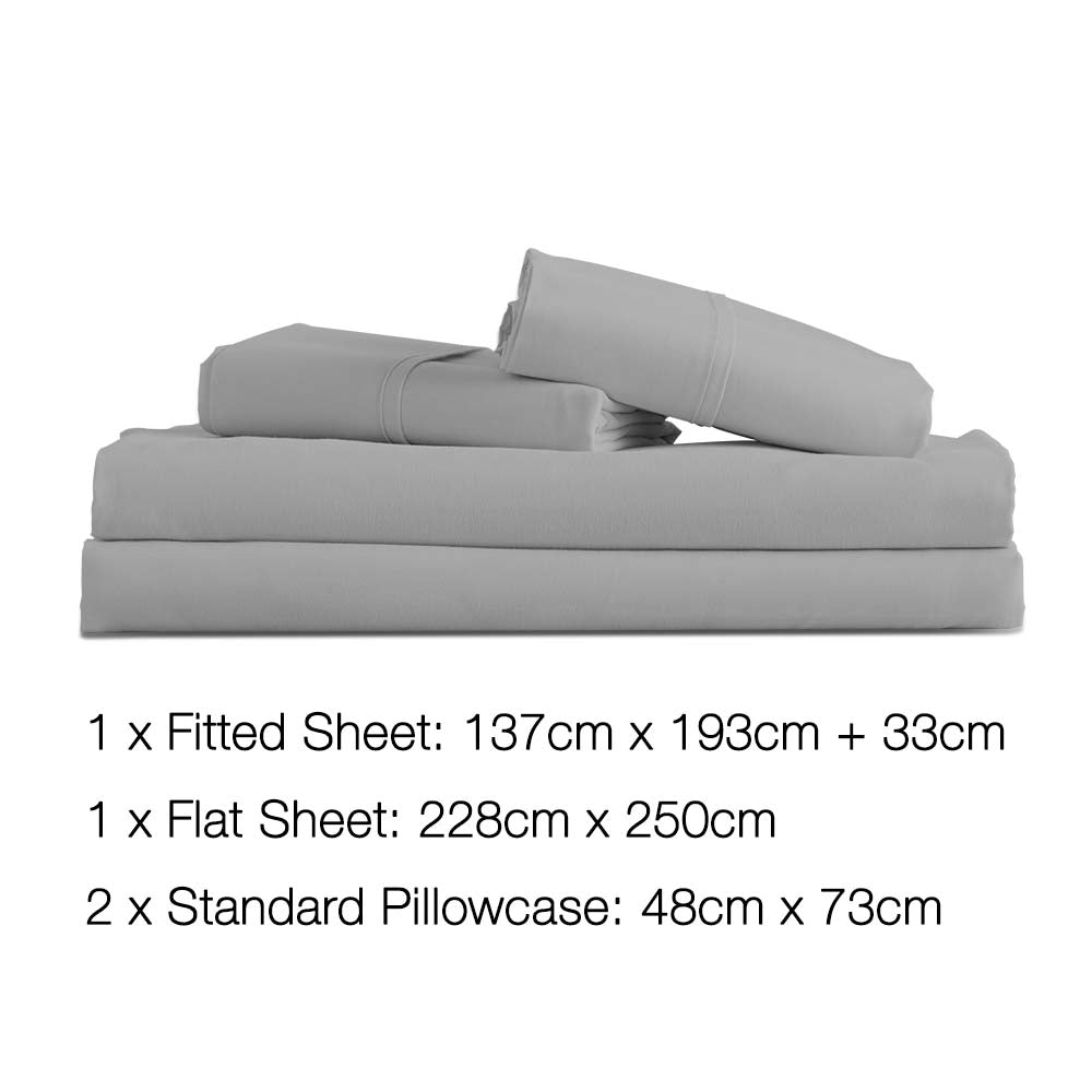 Giselle Bedding Double Size 4 Piece Micro Fibre Sheet Set - Grey