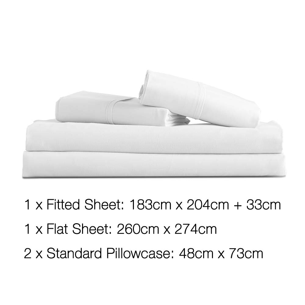 Giselle Bedding King Size 4 Piece Micro Fibre Sheet Set - White