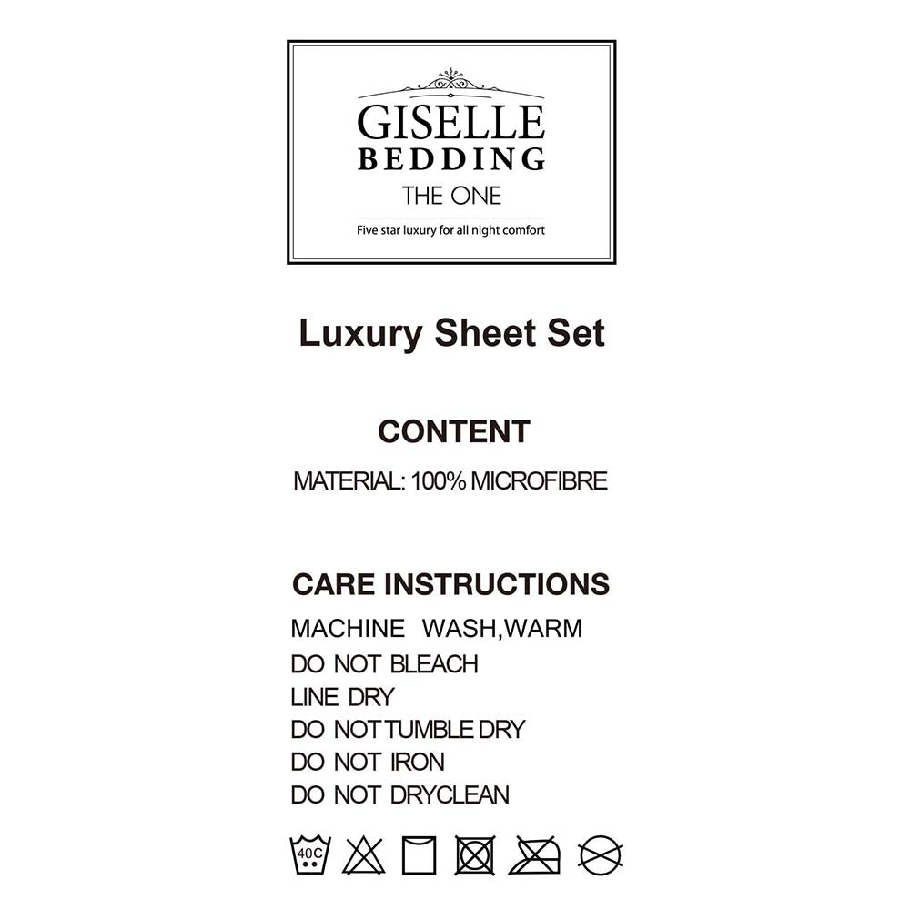 Giselle Bedding Queen Size 4 Piece Micro Fibre Sheet Set - White