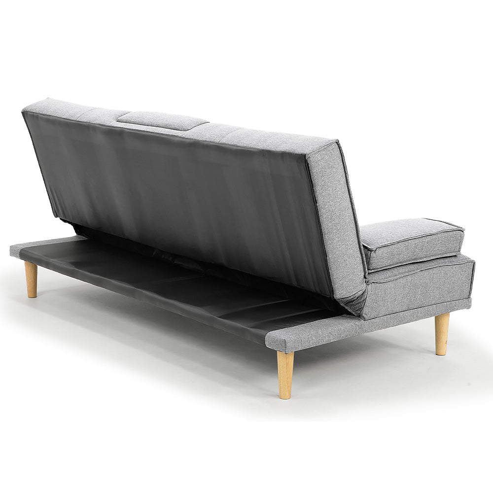 Rochester Linen Fabric Sofa Bed Lounge - Light Grey