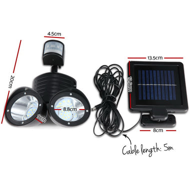 4X 22 LED Solar Powered Dual Light Security Motion Sensor Flood Lamp Outdoor