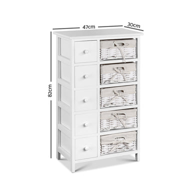 Artiss 5 Basket Storage Drawers - White