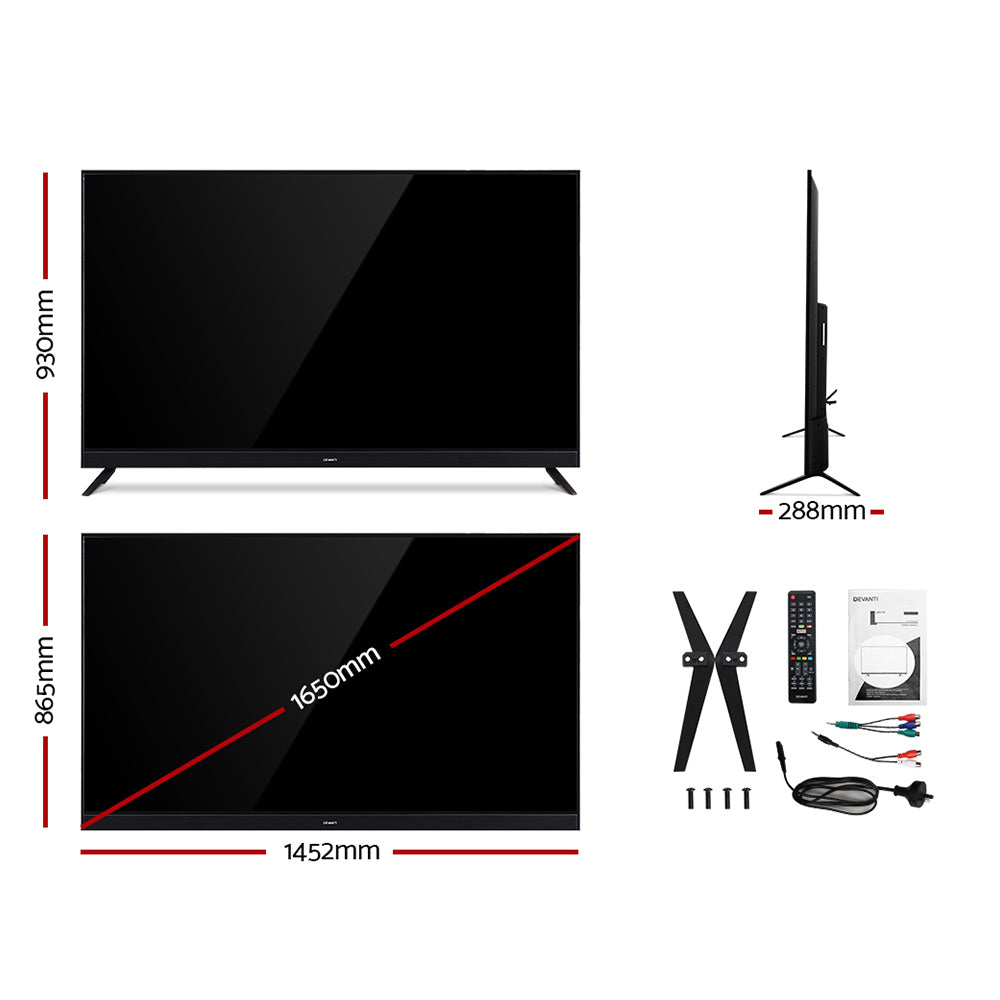 DEVANTI 65" Inch Smart LED TV 4K UHD HDR LCD LG Screen Netflix Black
