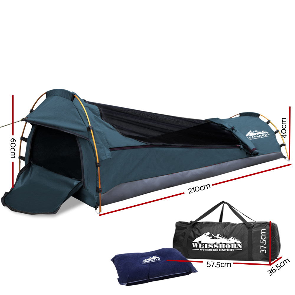 Weisshorn Biker Swag Camping Single Swags Tent Biking Deluxe Ripstop Canvas Navy