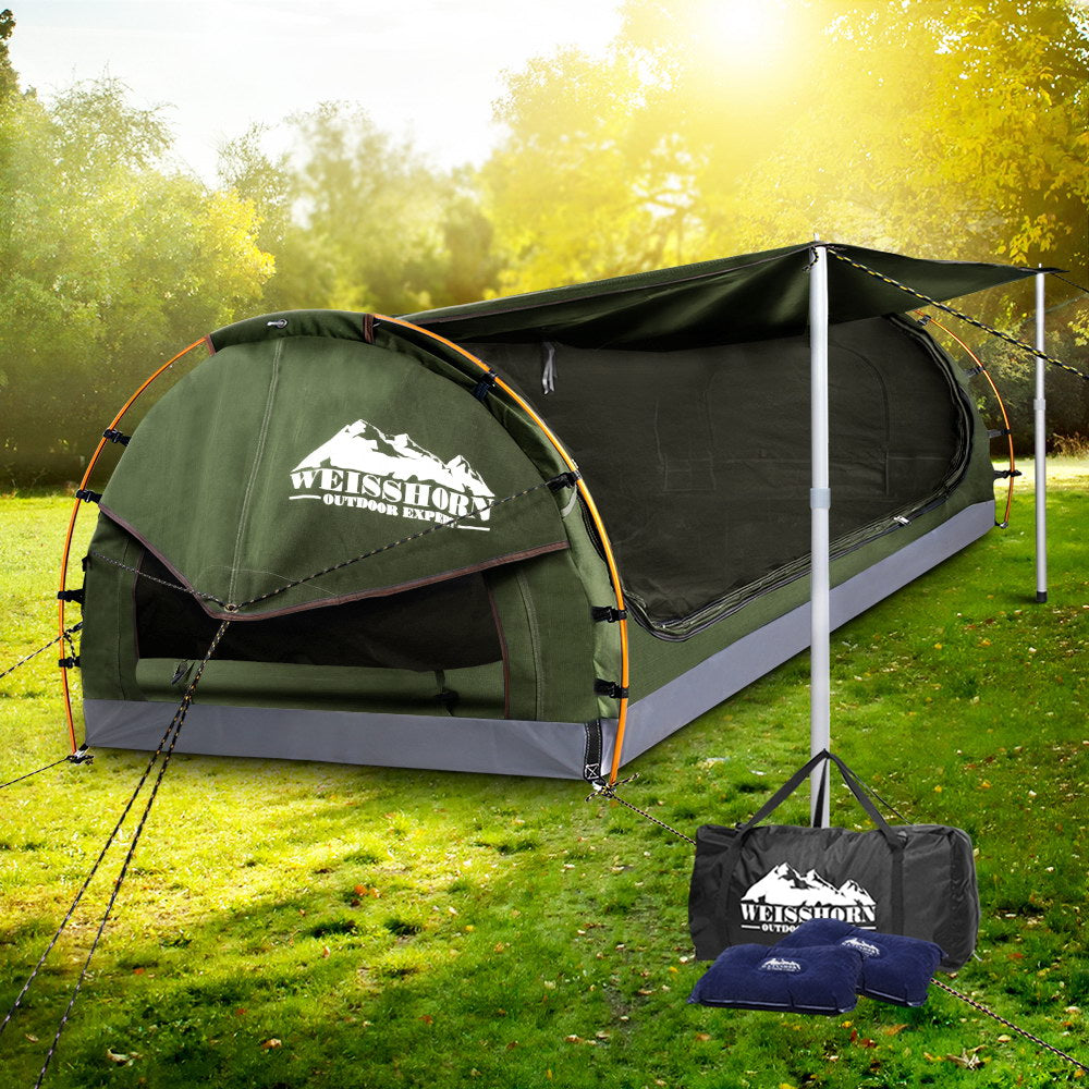 Weisshorn Double Swag Camping Swag Canvas Tent - Celadon