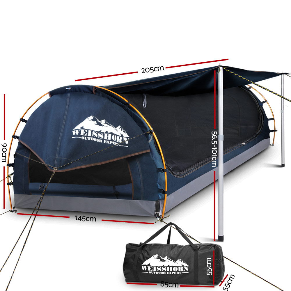 Weisshorn Double Swag Camping Swag Canvas Tent - Dark Blue