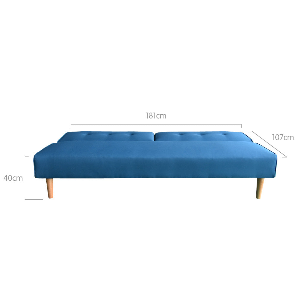 Soho 3 Seater Modular Linen Fabric Sofa Bed Couch Lounge Futon - Blue