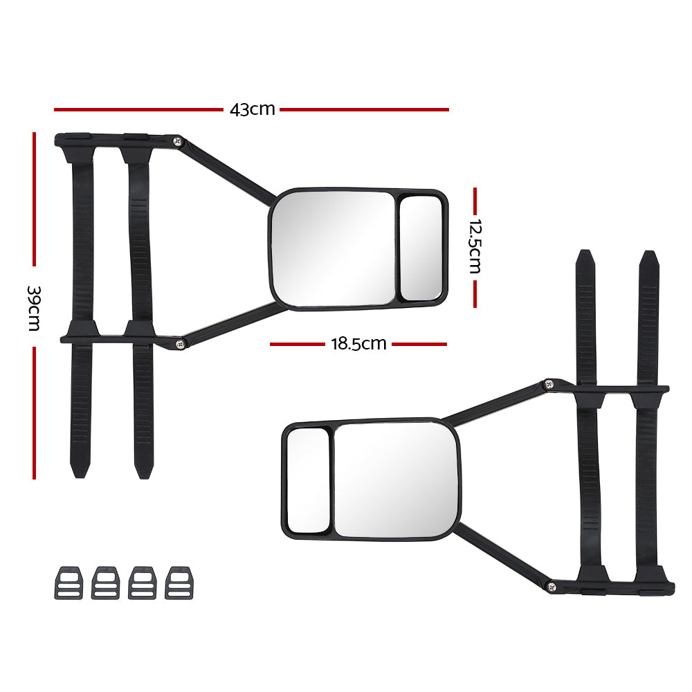 2x Towing Mirror Clip Universal Multi Trailer Caravan Car Truck Vehicle 4WD Pair