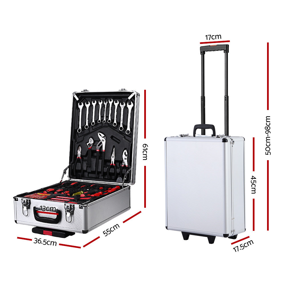 Giantz 802pcs Tool Kit Trolley Case Set Mechanics Box Toolbox Silver