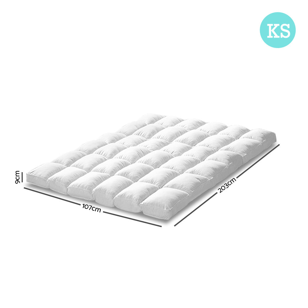 Giselle KING SINGLE 1800GSM Mattress Topper Duck Feather Down 9cm Pillowtop Topper