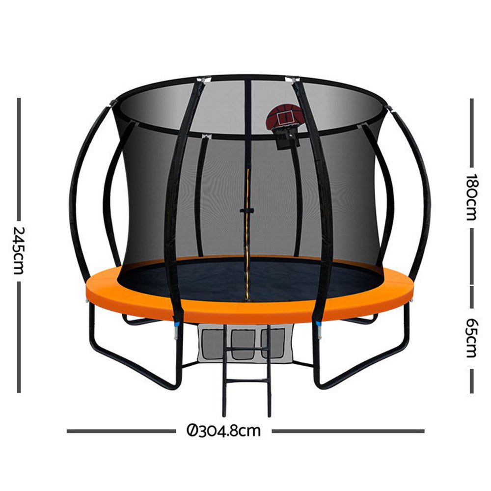 Everfit 10FT Trampoline With Basketball Hoop - Orange