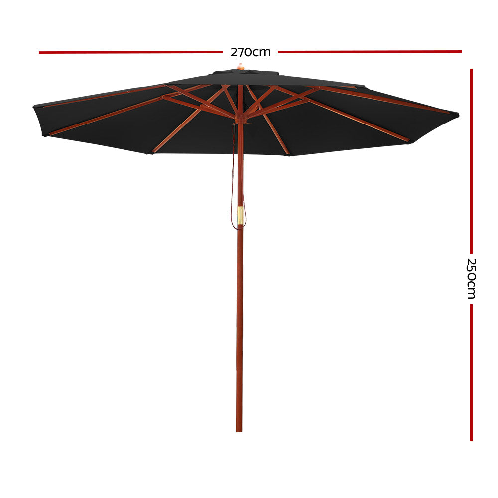 Instahut 2.7M Outdoor Pole Umbrella Cantilever Stand Garden Umbrellas Patio Black