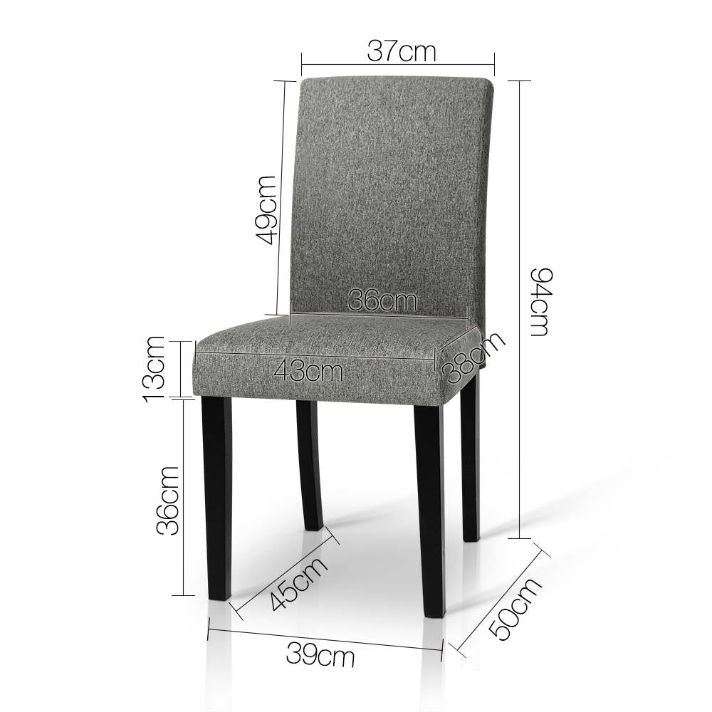 Artiss Set of 2 Fabric Dining Chairs - Grey