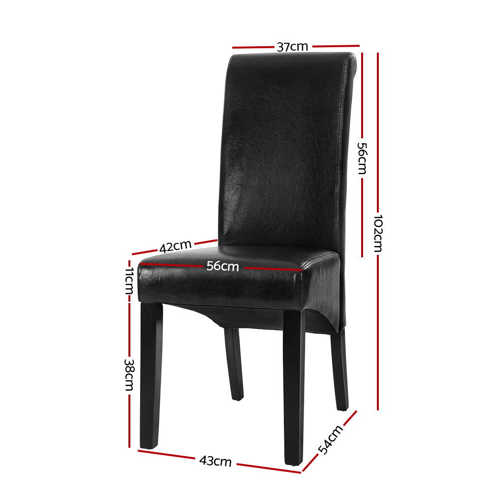 Artiss 2x Dining Chairs French Provincial Kitchen Cafe PU Leather Padded High Back Pine Wood Black