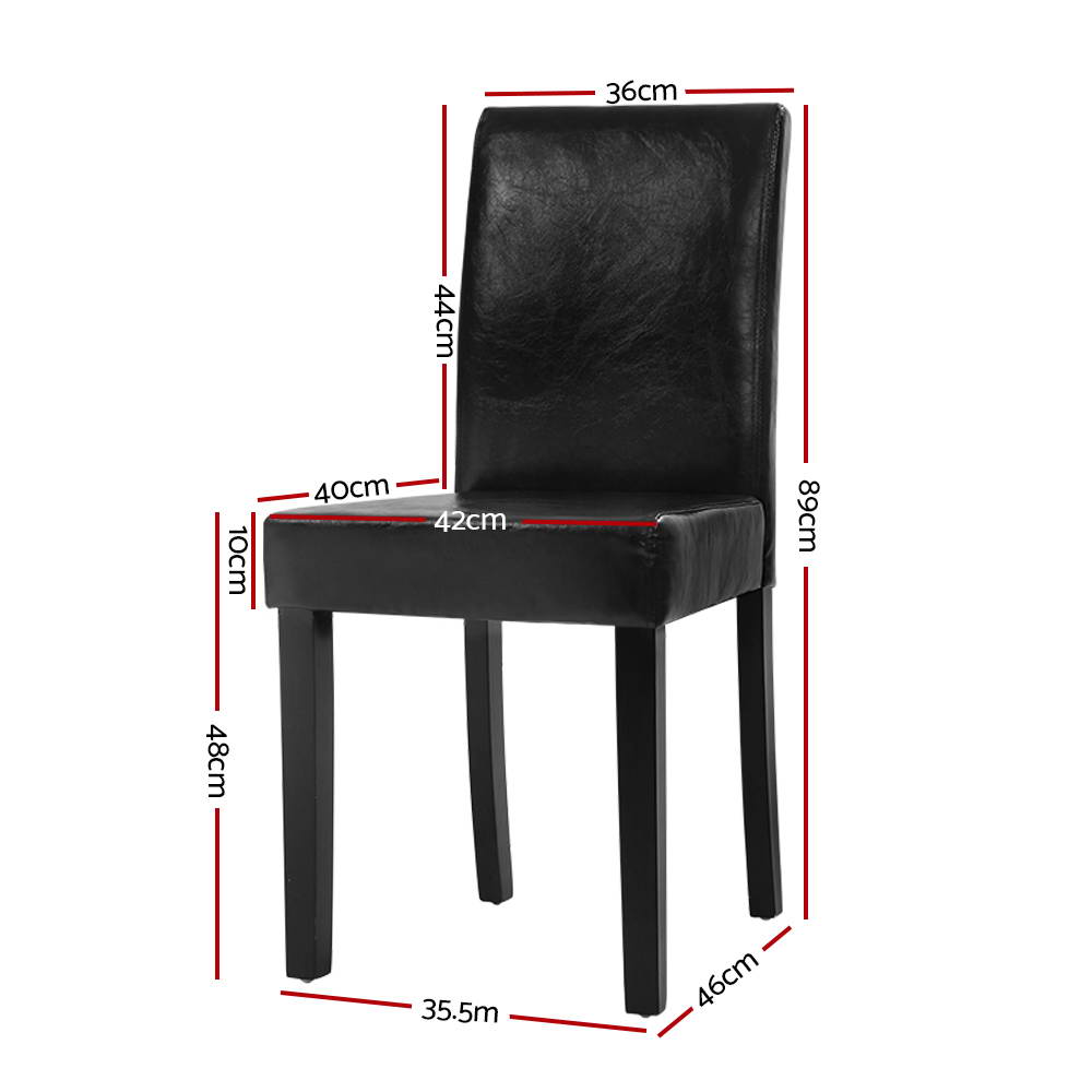 Artiss 2x Dining Chairs PU Leather Padded High Back Wood Cafe Kitchen Black