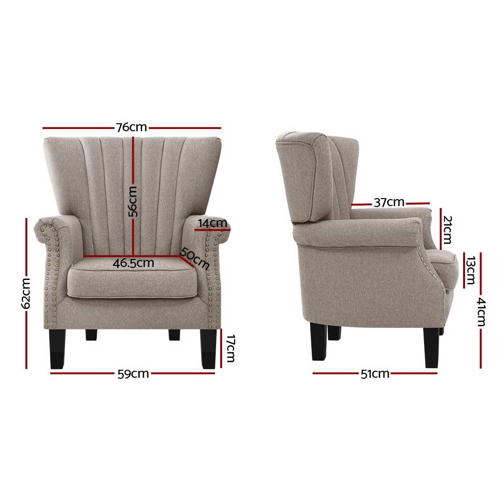Artiss Armchair Lounge Chair Accent Chairs Armchairs Fabric Single Sofa Beige
