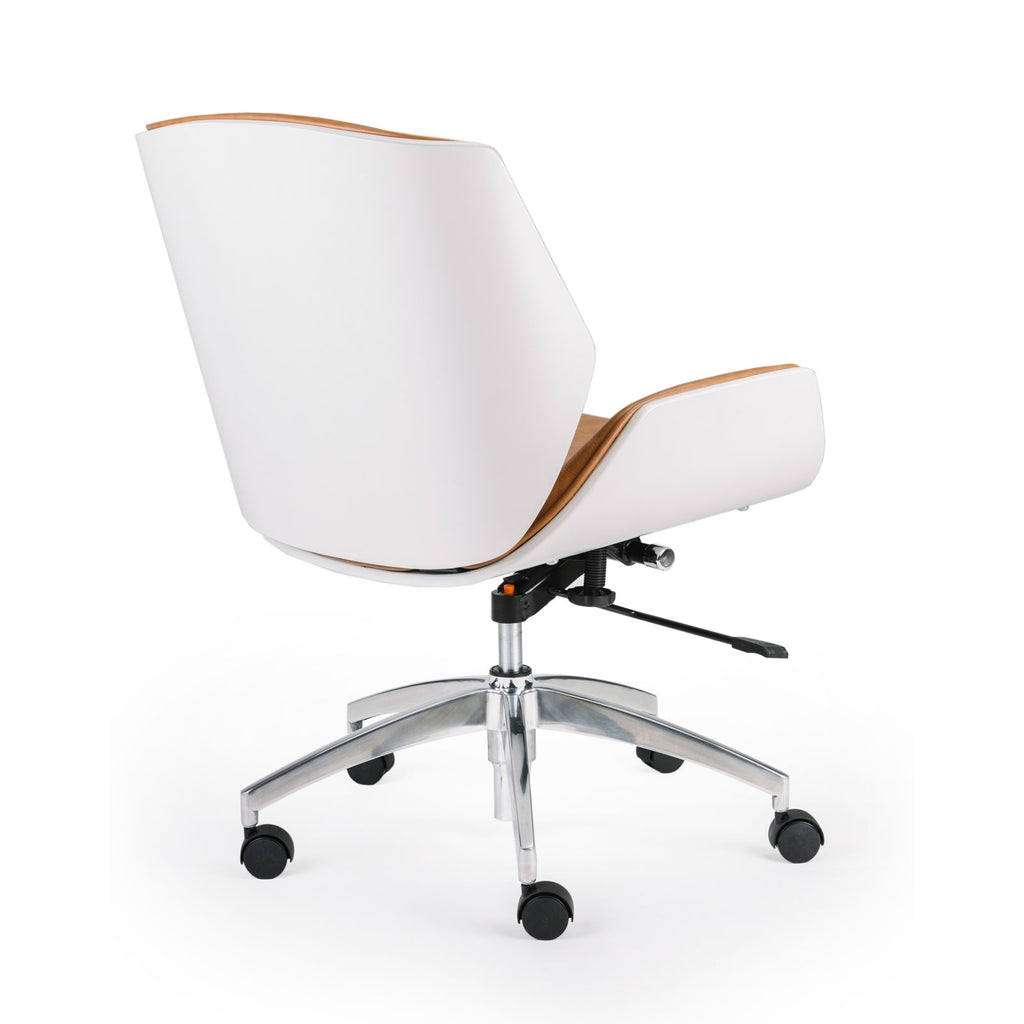 Wooden & PU Leather Office Chair Grosvenor Executive Chair - White