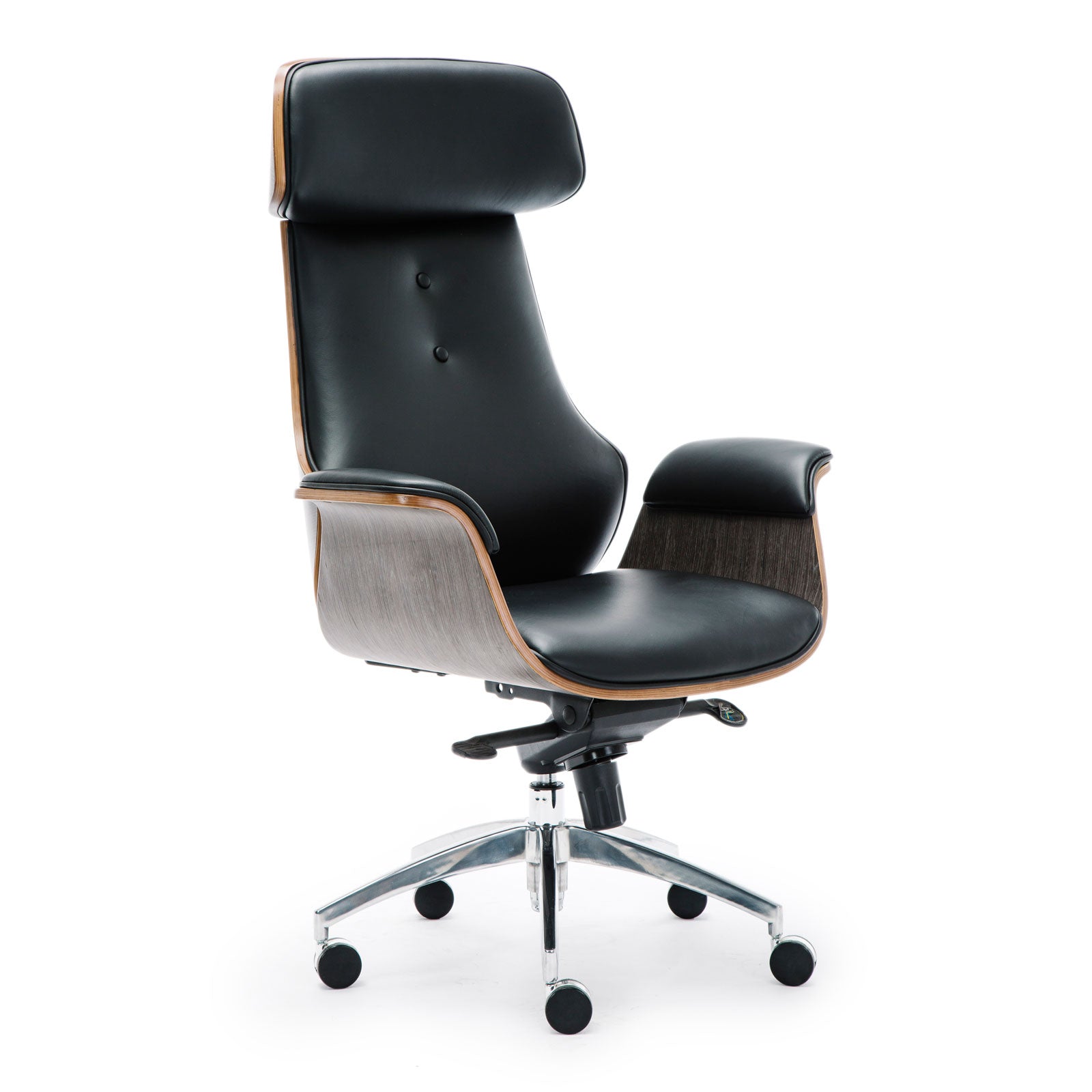 Wooden & PU Leather Office Chair Renaissance Executive Chair - Grey