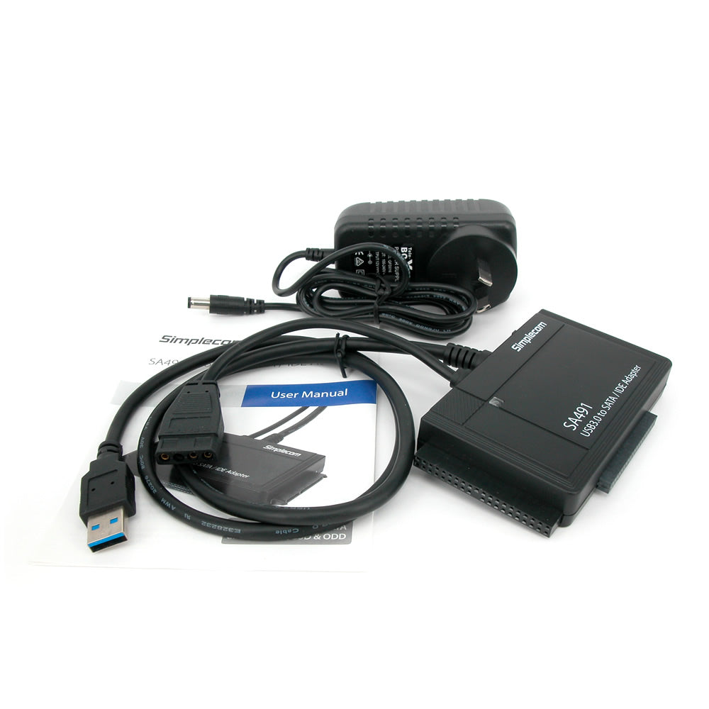 Simplecom SA491 3-IN-1 USB 3.0 TO 2.5", 3.5" & 5.25" SATA/IDE Adapter with Power Supply