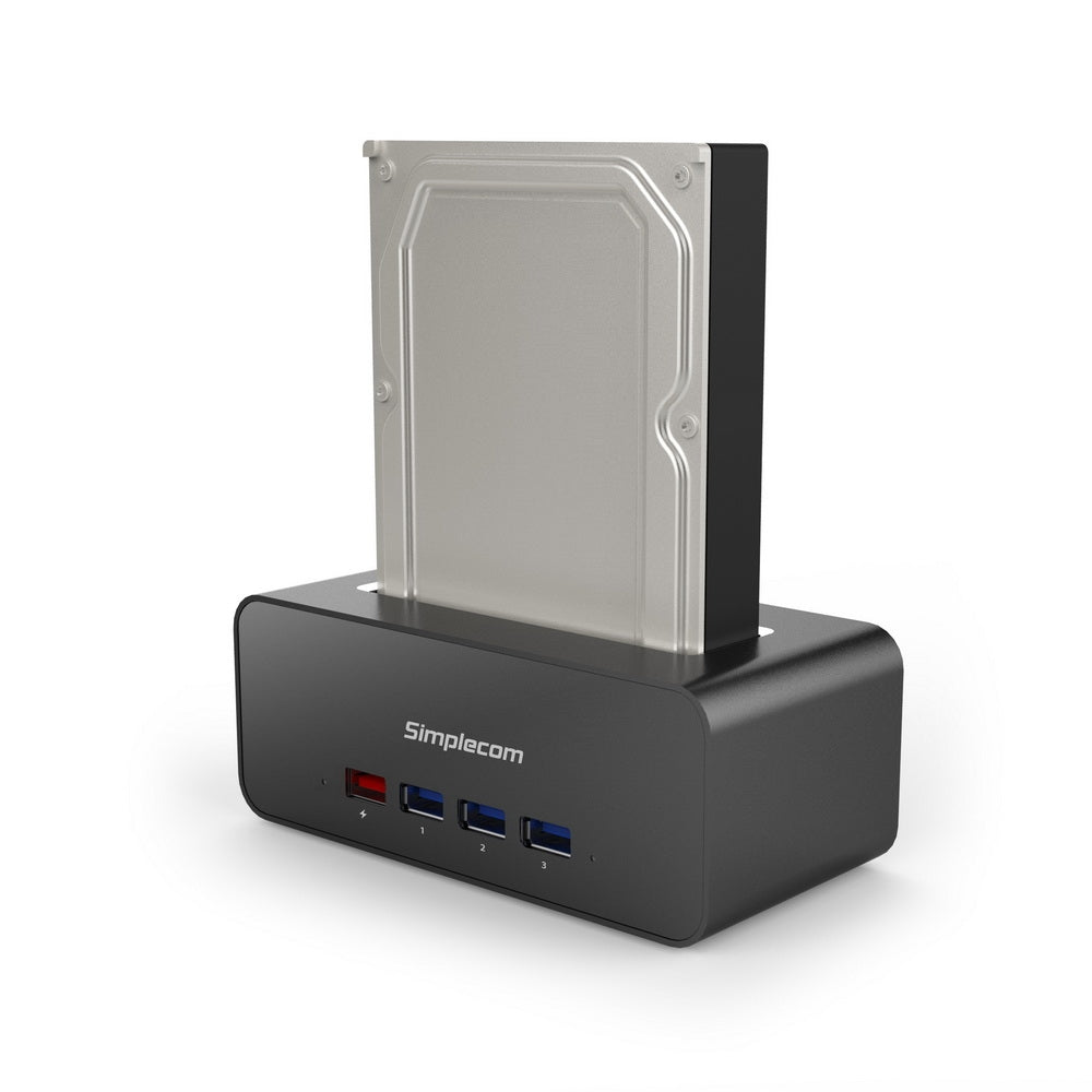 Simplecom SD351 USB 3.0 to SATA Aluminium Docking Station with 3-Port Hub and 1 Port 2.1A USB Charger