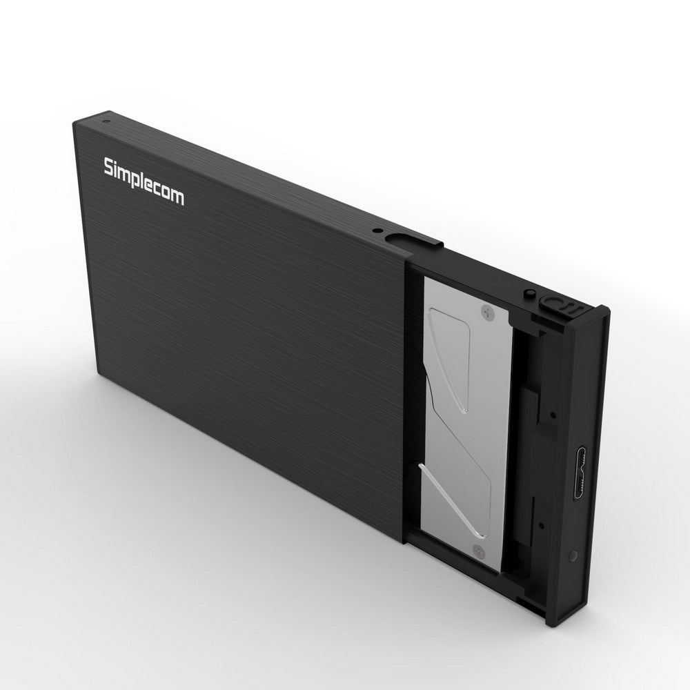 Simplecom SE218 Aluminium Tool Free 2.5" SATA HDD SSD to USB 3.0 Hard Drive Enclosure Black