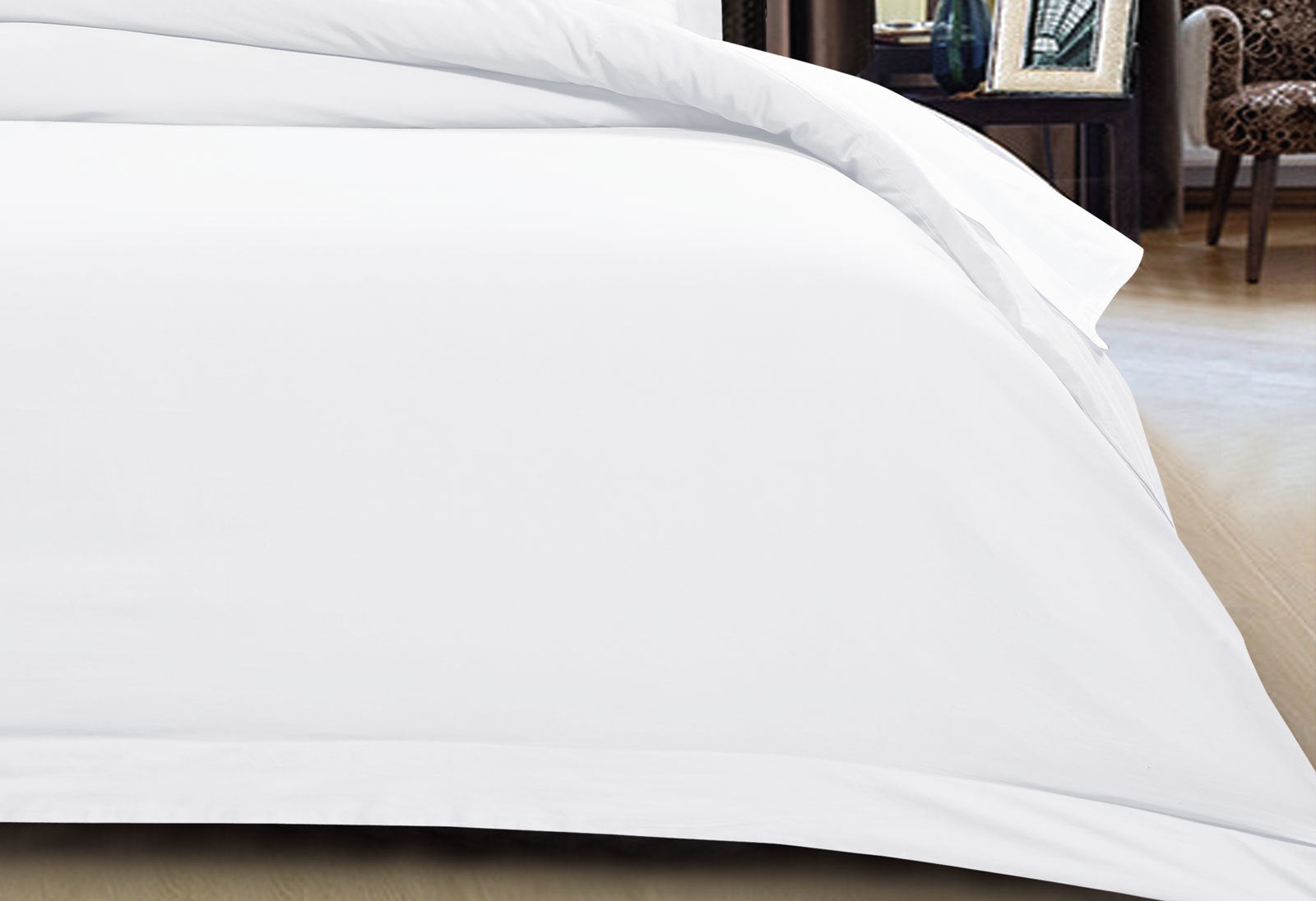 King Size 500TC Cotton Sateen Quilt Cover Set (White Color)