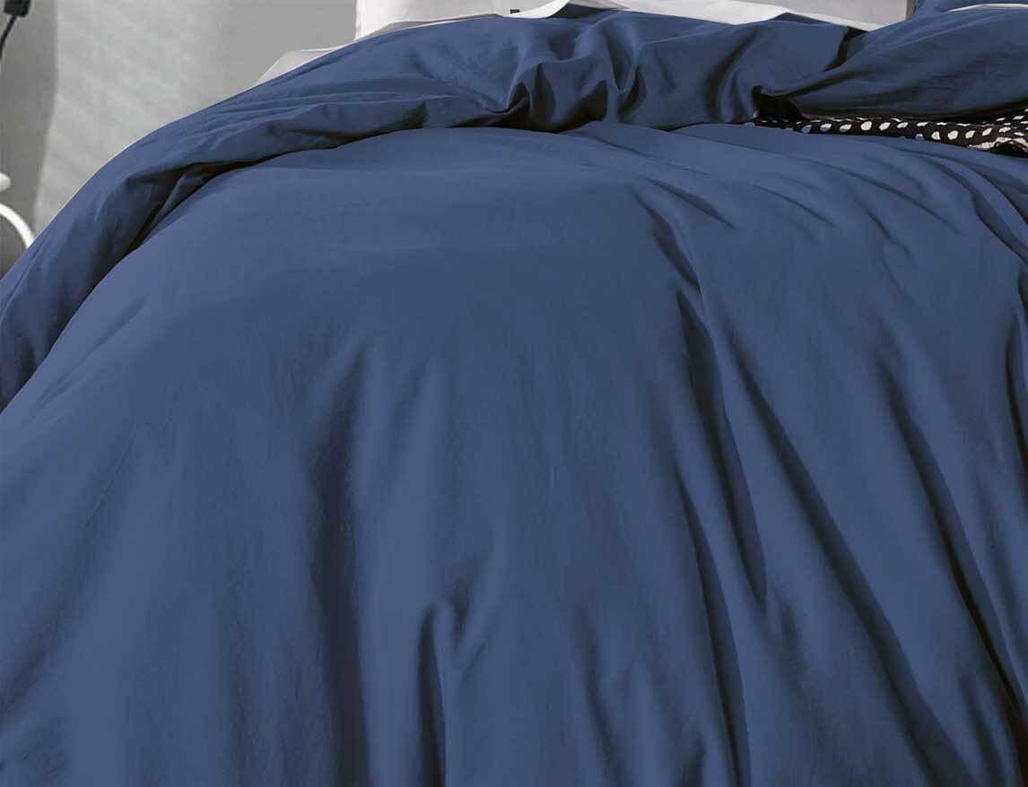 King Size Indigo Vintage Washed Cotton Quilt Cover Set(3PCS)