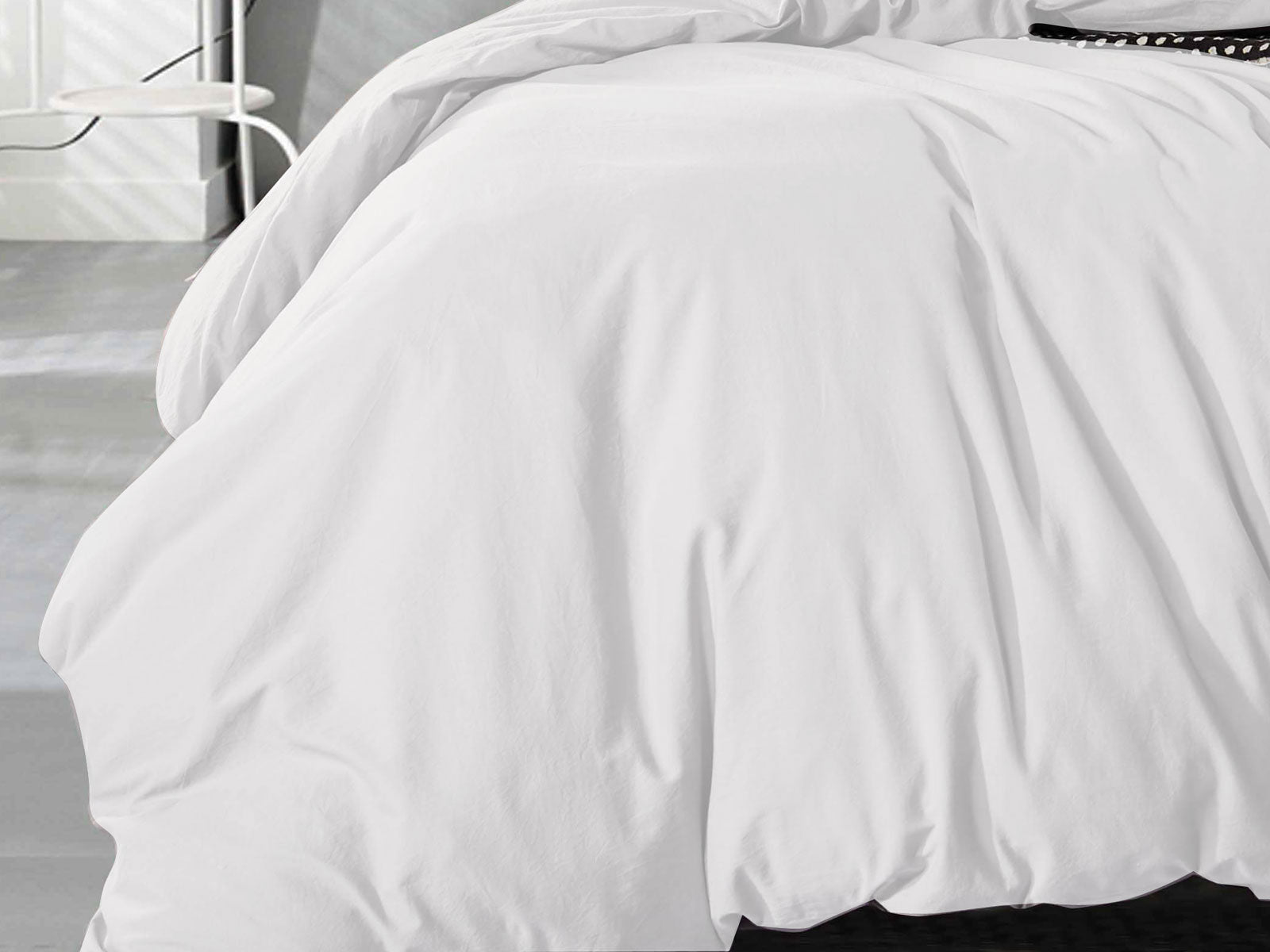 King Size White Vintage Washed Cotton Quilt Cover Set(3PCS)