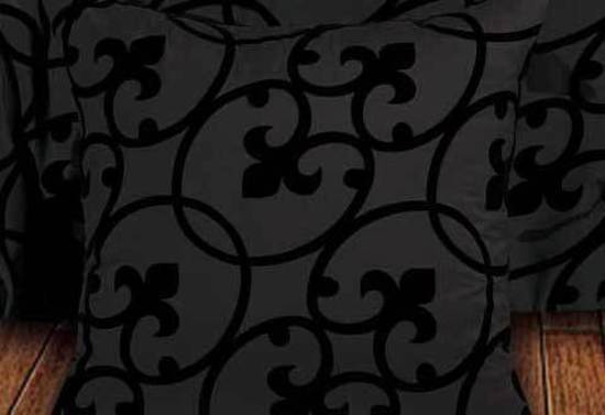 Super King Flocking Charcoal Black Quilt Cover Set (3PCS)