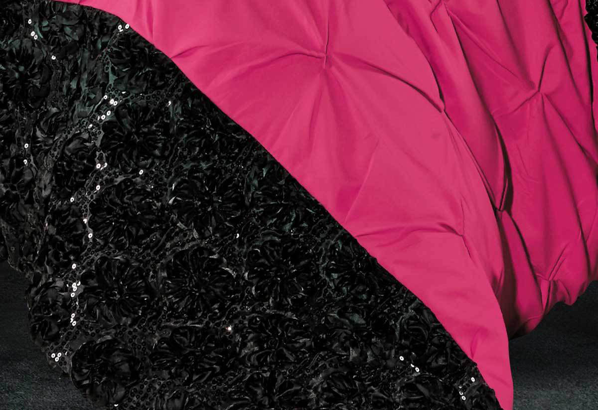 Queen Size Black & Hot Pink Sequins Quilt Cover Set (3PCS)