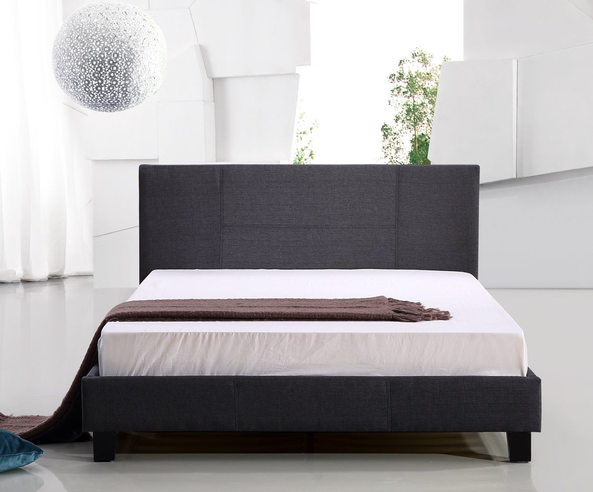 Queen Linen Fabric Bed Frame Grey