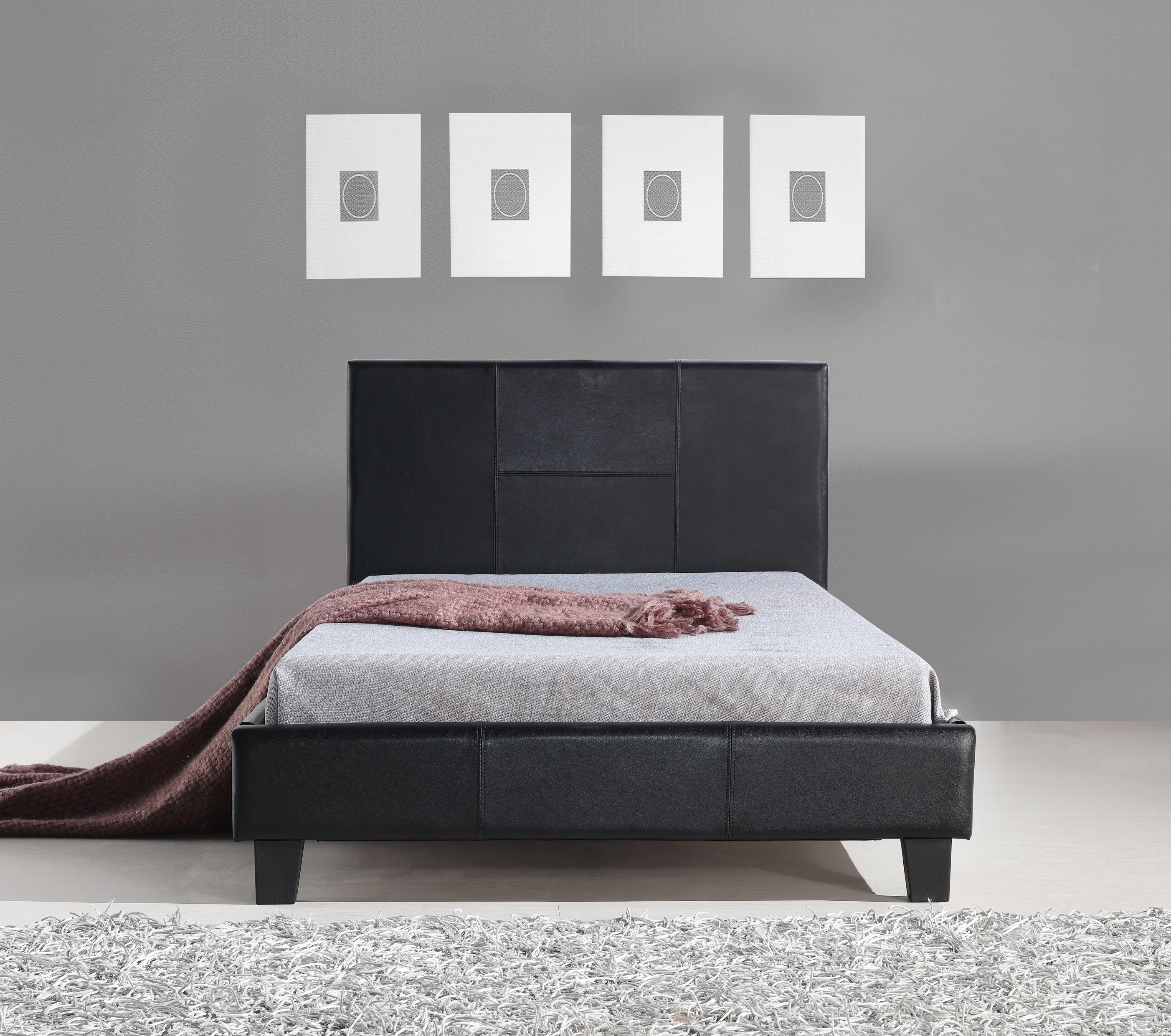 King Single PU Leather Bed Frame Black