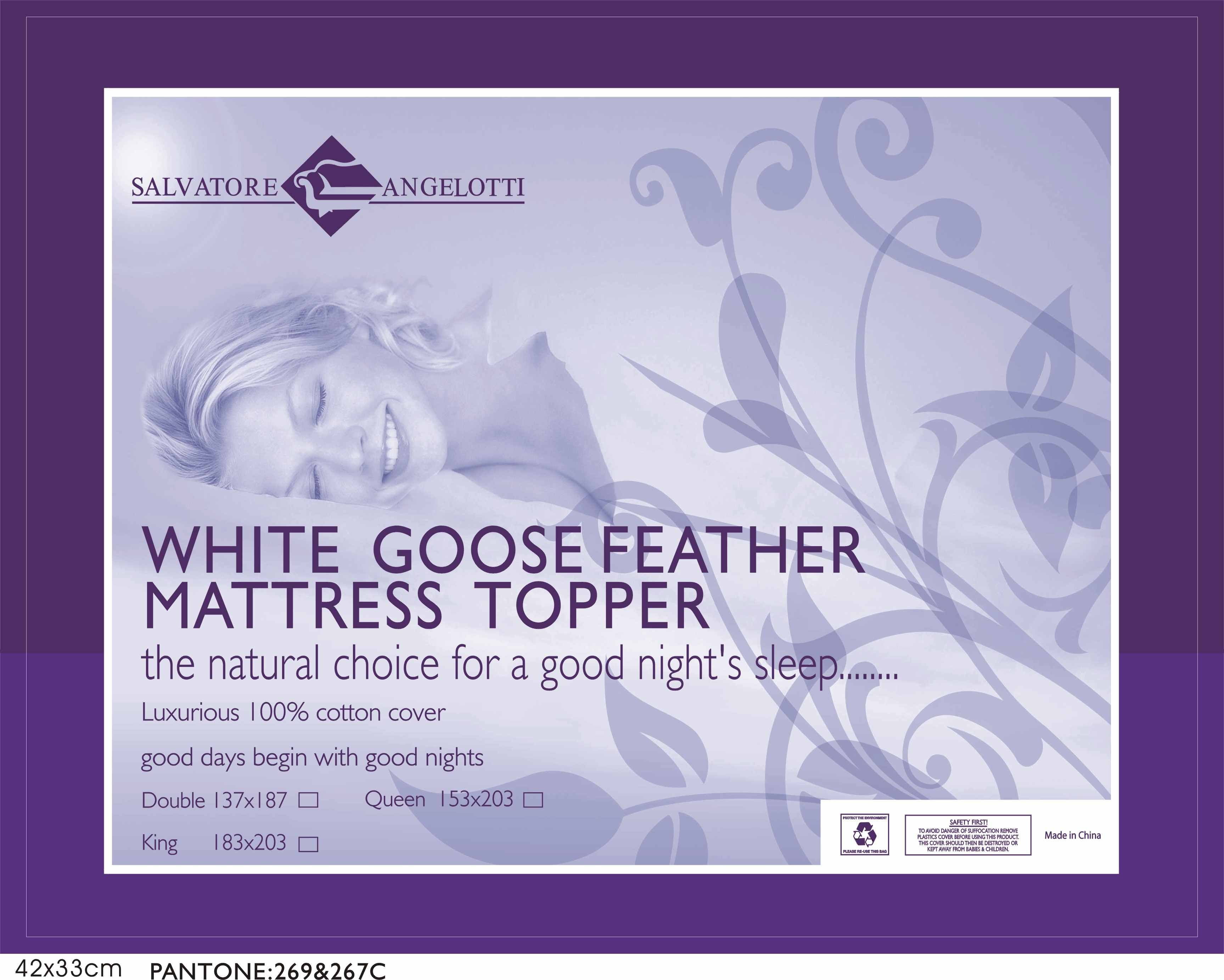 King Single Mattress Topper - 100% Goose Feather