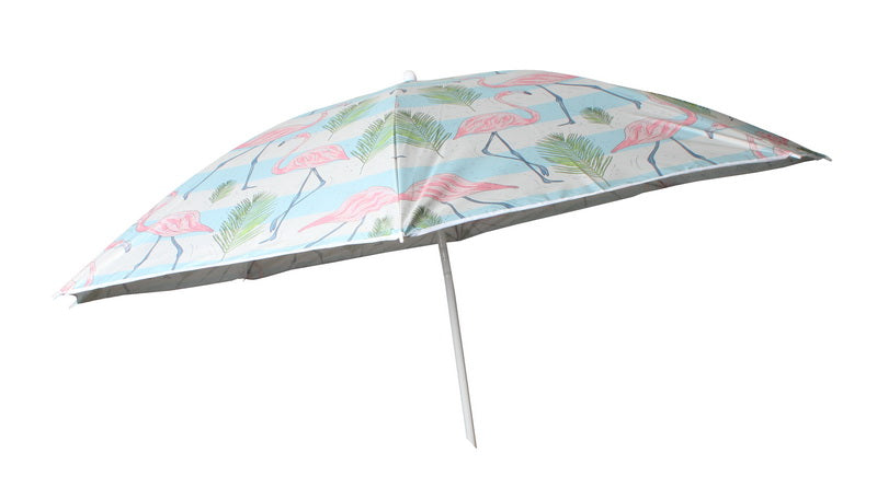 Beach Umbrella 180cm Vintage Flamingo Design