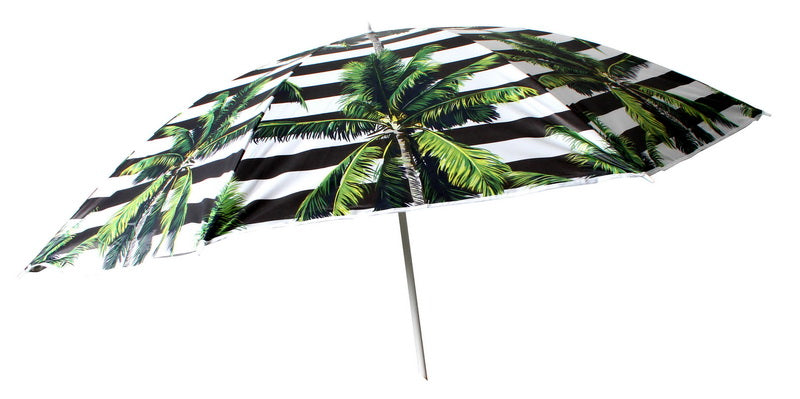 Beach Umbrella 180cm Striped Palm Design