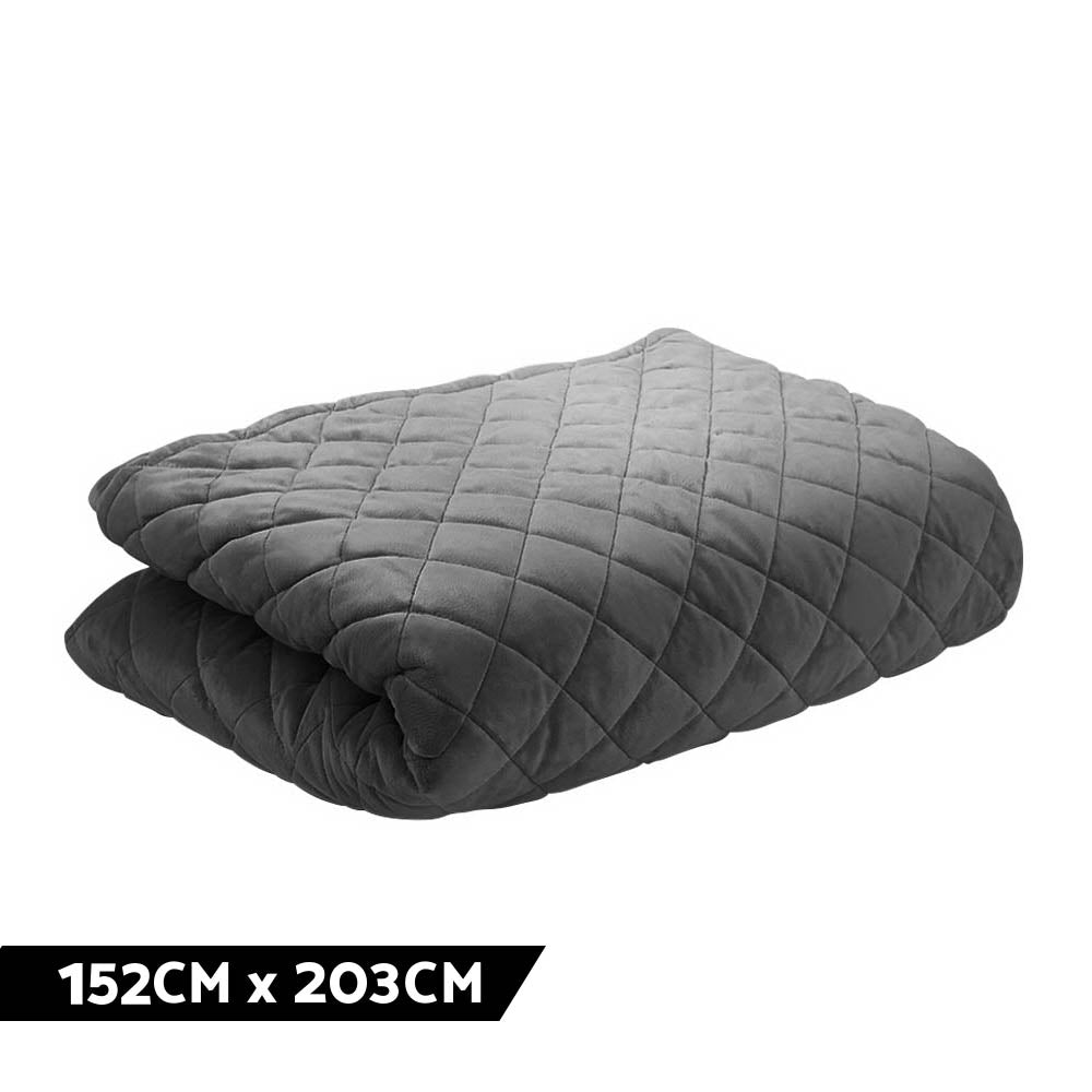 Giselle Bedding Microfibre Weighted Blanket Zipper Cover Adult Size 152x203cm Dark Grey