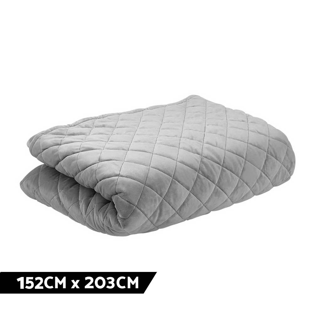 Giselle Bedding Microfibre Weighted Blanket Zipped Cover Washable Adult 152x203cm Light Grey