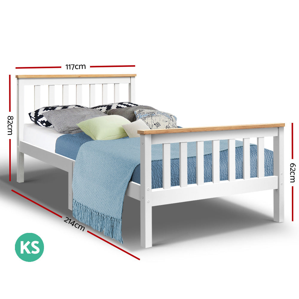 Artiss King Single Wooden Bed Frame Timber  Kids Adults