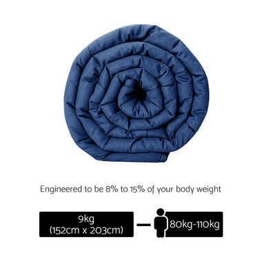 Giselle Bedding 9KG Cotton Weighted Blanket Heavy Gravity Deep Relax Adult Navy