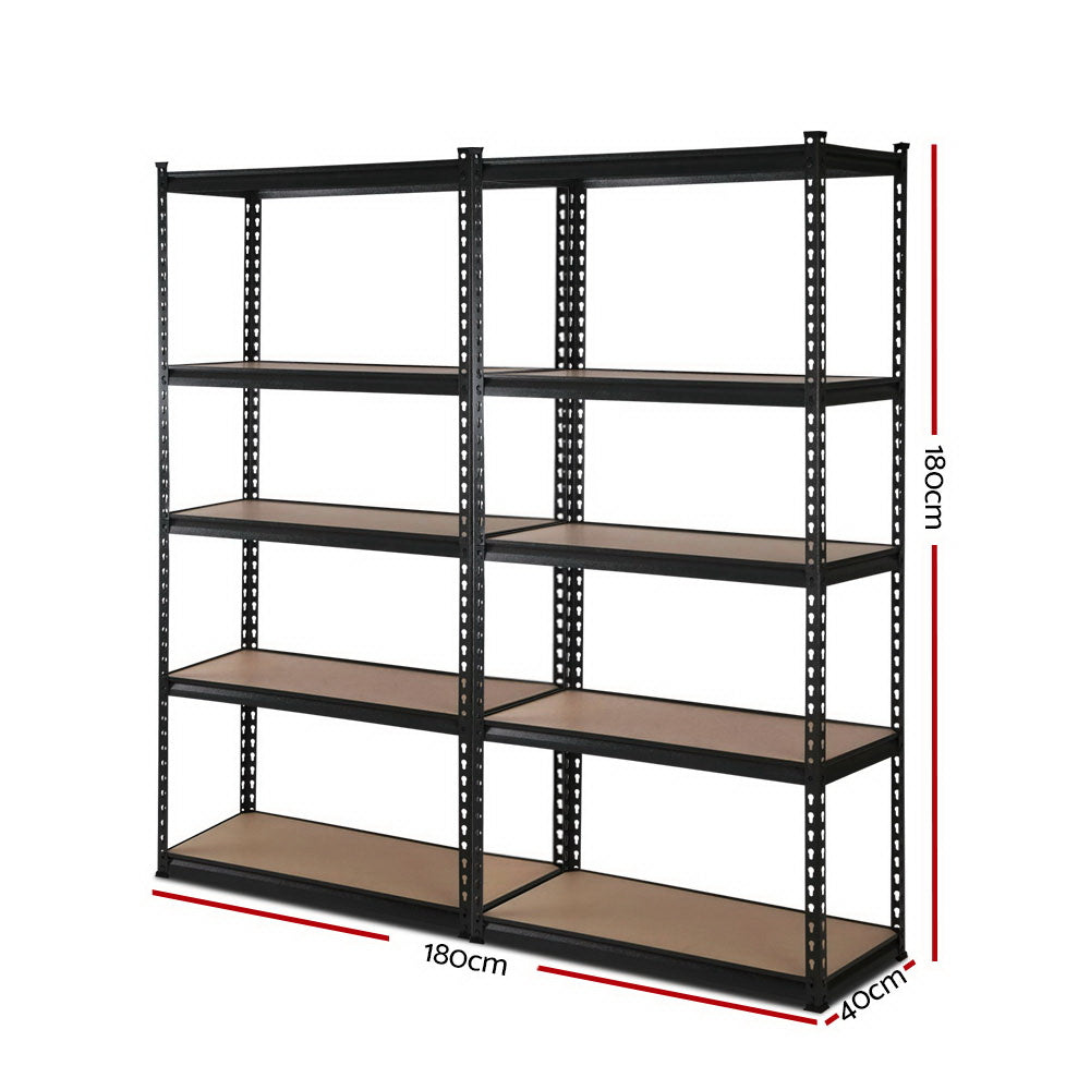 Giantz 2x0.9m Warehouse Racking Rack Steel Metal Garage Storage Shelves Black