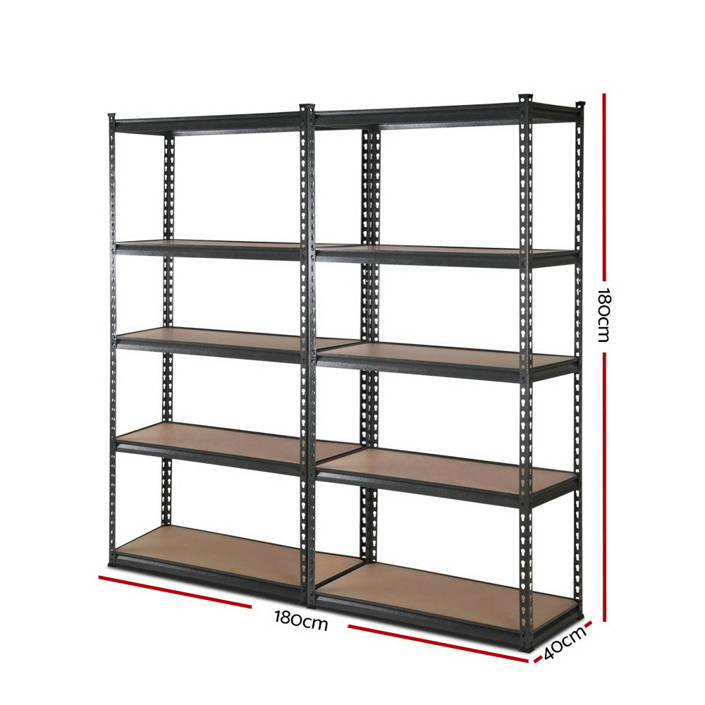 Giantz 2x0.9m Warehouse Racking Rack Steel Metal Shelves Garage Storage Chacoal