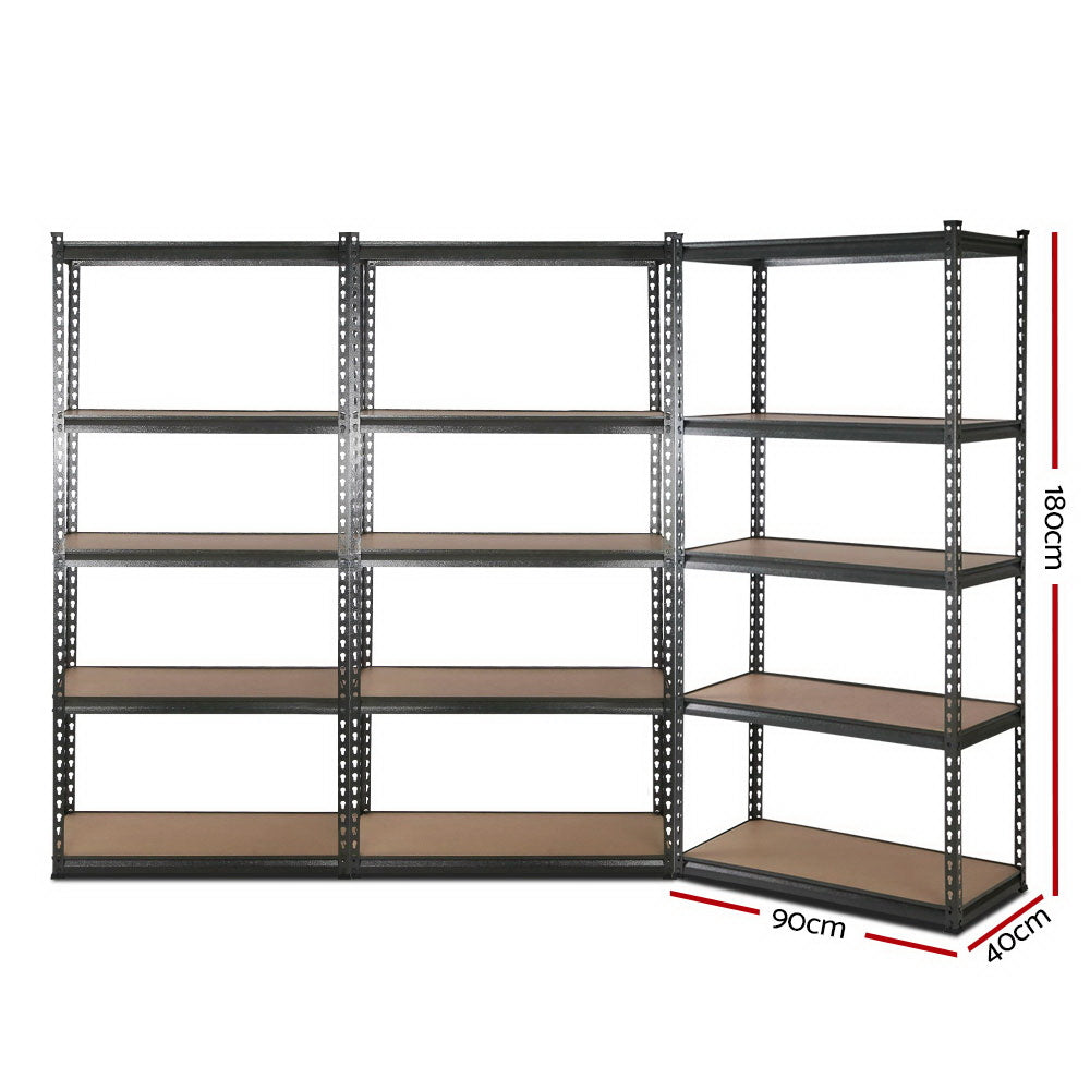 Giantz 3x0.9m Warehouse Racking Rack Steel Metal Shelving Garage Storage Chacoal