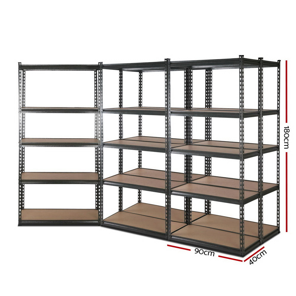 Giantz 5x0.9m Warehouse Racking Rack Steel Metal Shelving Garage Storage Chacoal