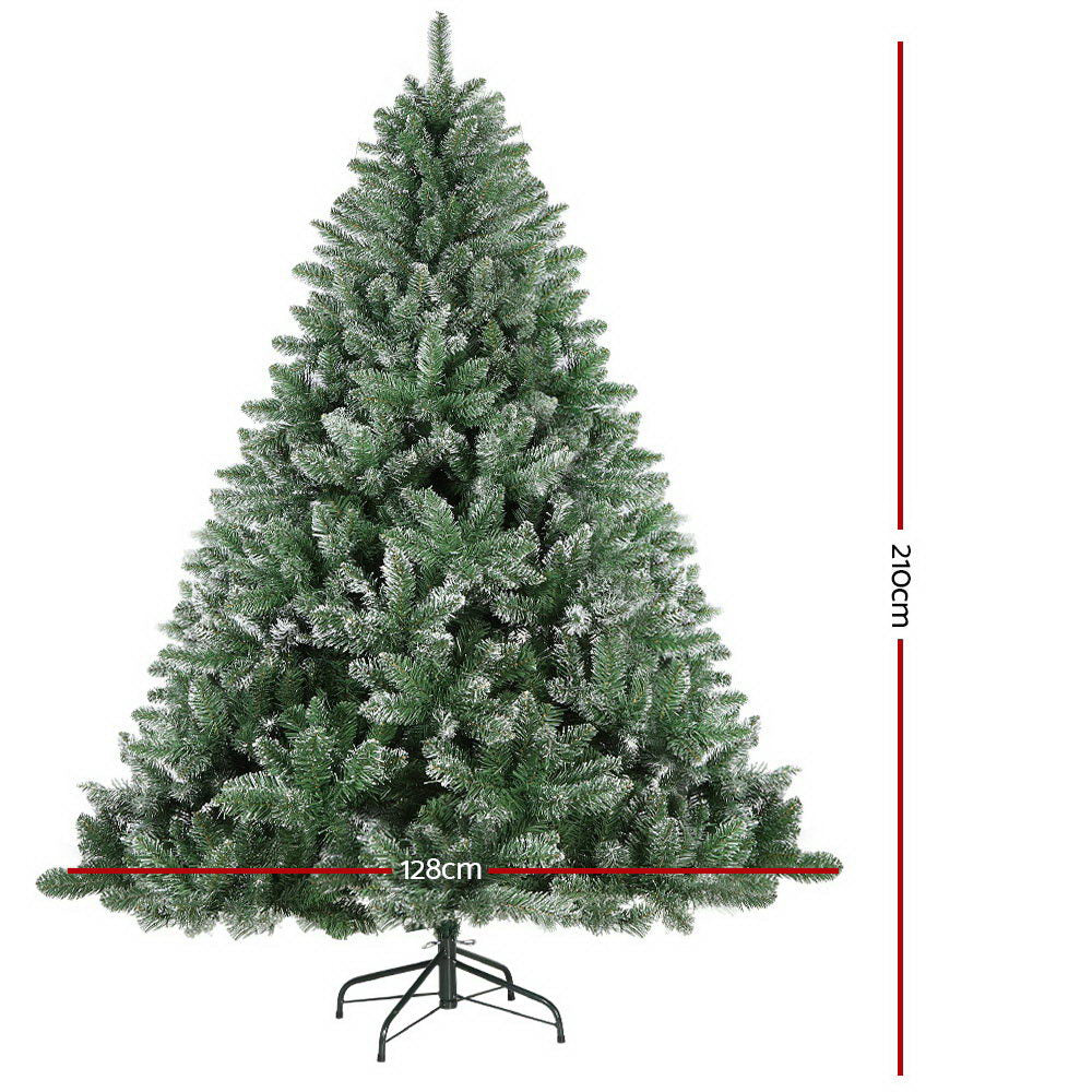 Jingle Jollys 2.1M 7FT Christmas Tree Xmas Decorations Snow Home Decor 1000 Tips Bonus Bag