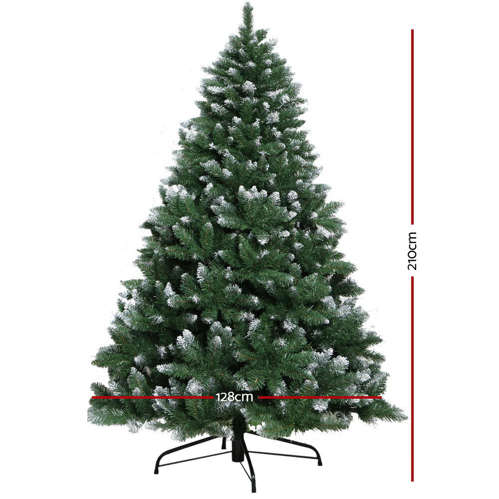 Jingle Jollys 2.1M 7FT Christmas Tree Xmas Decorations Snowy Home Decor 1000 Tips Bonus Bag
